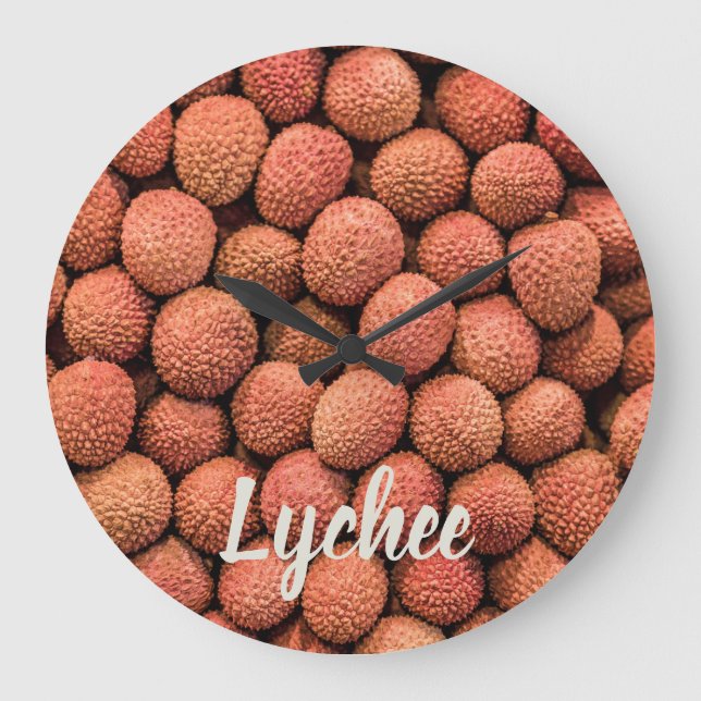 Lychee or Litchi fruit vegan and vegetarian gift Große Wanduhr (Vorderseite)