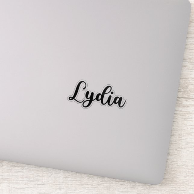 Lydia Name - Handgeschriebene Kalligrafie Aufkleber (Detail)