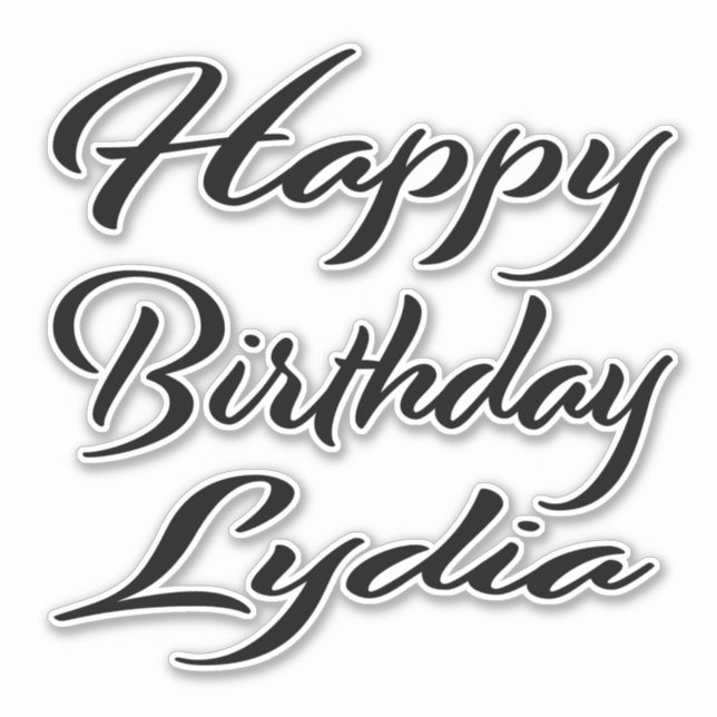 Lydia Nom Prénom Anniversaire de Black Sticker (Devant)