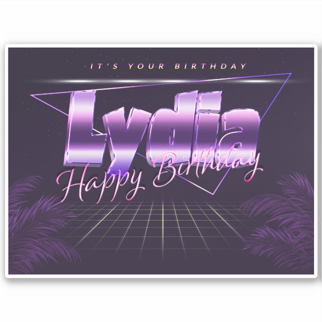 Lydia Nom Prénom lila retro Sticker (Devant)