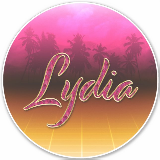 Lydia Prénom Golden Pink Autocollants (Devant)