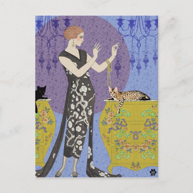 Lydia und Bengalisch in Gelb und Blau Postkarte (Vorderseite)