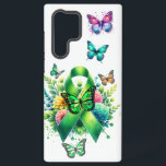 Lyme Disease Awareness Ribbon and Butterflies Samsung Galaxy Hülle<br><div class="desc">A Lyme Disease Awareness Ribbon and butterflies phone case. Lime green awareness ribbon.</div>
