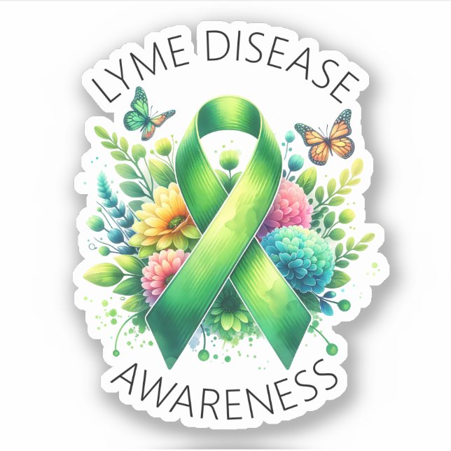 Lyme Disease Awareness Ribbon Aufkleber (Vorderseite)