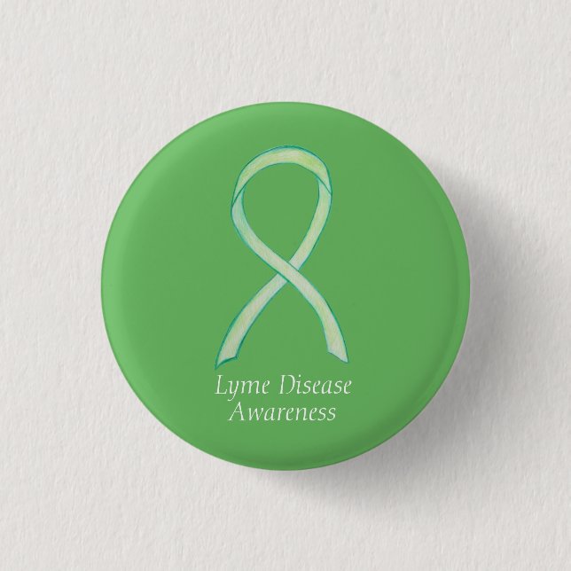 Lyme Disease Awareness Ribbon Custom Art Button (Vorderseite)