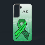 Lyme Disease Awareness Ribbon Monogrammed Samsung Galaxy Hülle<br><div class="desc">A Lyme Disease Awareness Ribbon monogrammed phone case. Lime green awareness ribbon.</div>