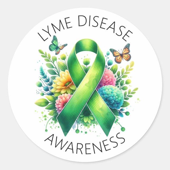 Lyme Disease Awareness Ribbon Runder Aufkleber (Vorderseite)