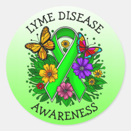Lyme Disease Awareness Ribbon Runder Aufkleber