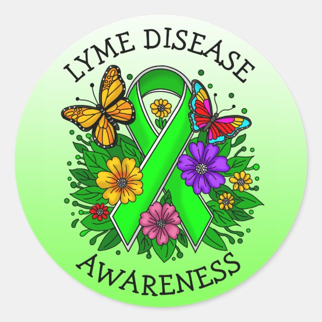 Lyme Disease Awareness Ribbon Runder Aufkleber (Vorderseite)