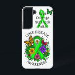 Lyme Disease Awareness Ribbon Samsung Galaxy Hülle<br><div class="desc">Lyme disease awareness phone case. Lyme Disease Awareness Ribbon with butterflies and flowers and a lime green awareness ribbon. Spread Lyme disease awareness for yourself,  your loved one and for May,  Lyme disease awareness month.</div>