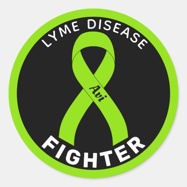 Lyme Disease Fighter Ribbon Black Round Sticker (Vorderseite)