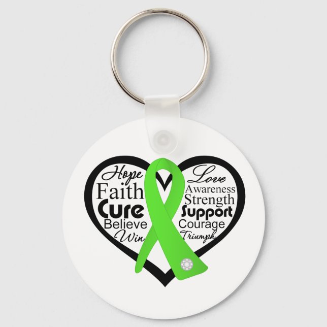 Lyme Disease Heart Ribbon Collage Schlüsselanhänger (Vorderseite)