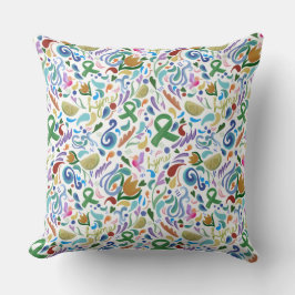 Lyme Heart Awareness Green Ribbon Pillow Kissen
