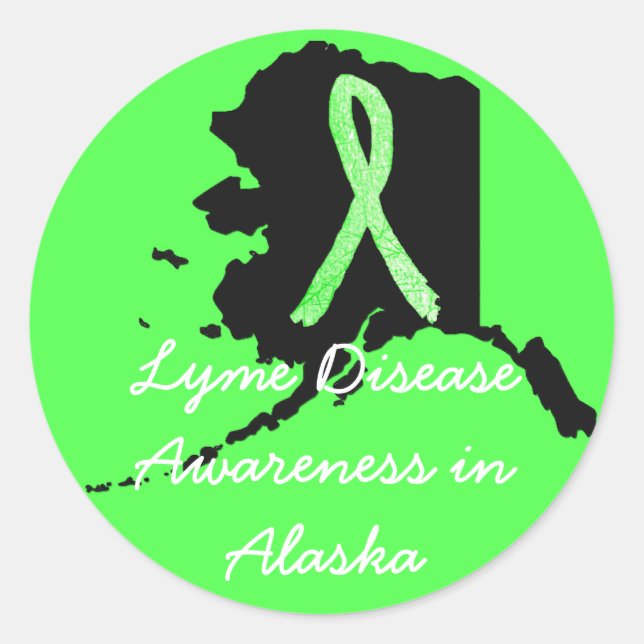 Lyme-Krankheit Bewusstsein in Alaska-Aufklebern Runder Aufkleber (Vorderseite)