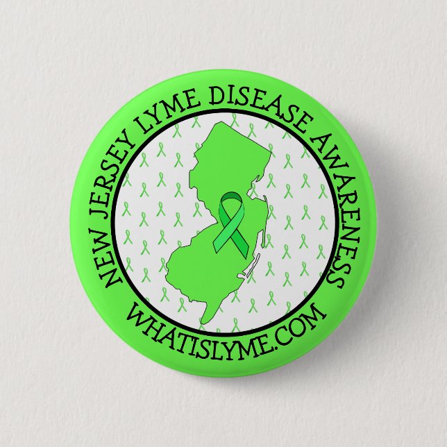 Lyme-Krankheit-Bewusstsein in New Jersey-Schaltflä Button (Vorderseite)