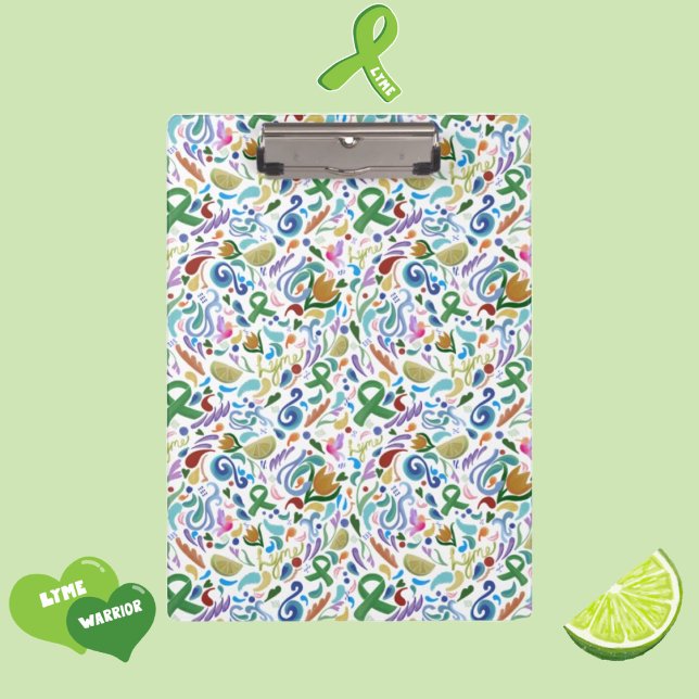 Lyme-Krankheit, Grüne Schleife, Limon, Office-Zwis Klemmbrett (Lyme Disease, Green Ribbon Lyme, Lime, Awareness Office or Campaign Clipboard #lymedisease #lyme)