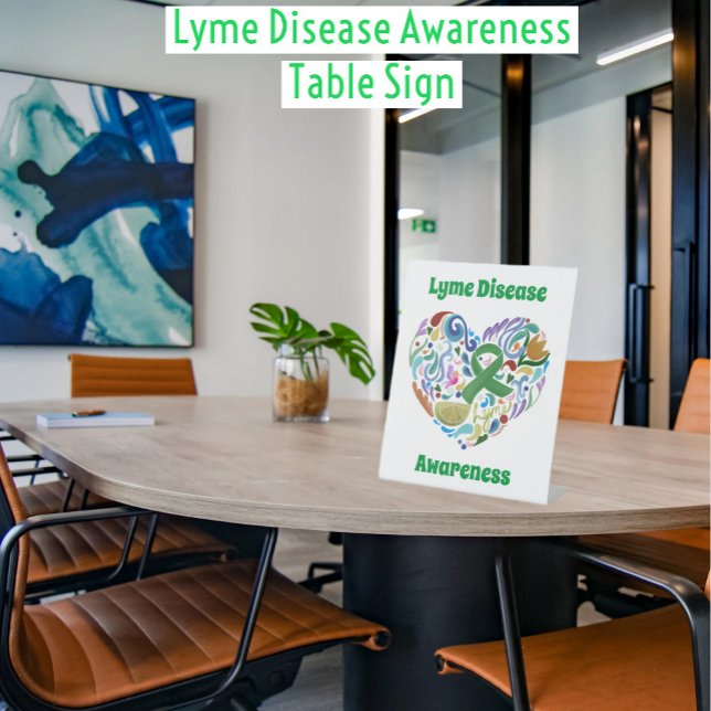 Lyme-Krankheit, Konferenz zur Sensibilisierung für Sockelschild (Lyme Disease, Green Ribbon Awareness - Table Media Sign #lyme)