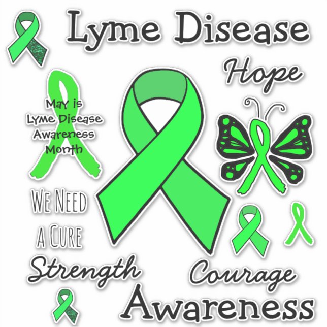 Lyme-Krankheit Sensibilisierung Ribbons Schmetterl Aufkleber (Vorderseite)