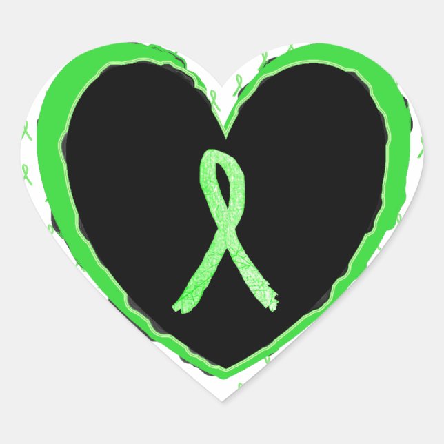 Lyme Maladie Noir et Lime Vert Coeur autocollant (Devant)