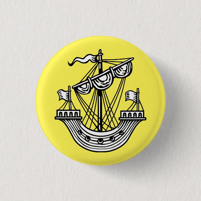 Lymphad (Heraldic Ship) - Black Tote Bag Button (Vorderseite)