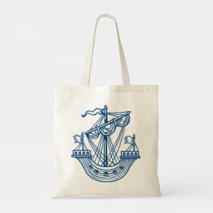 Lymphad (Heraldisches Schiff) - Indigo Style Blau Tragetasche