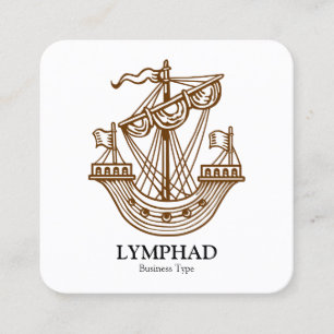 Lymphad (Heraldisches Schiff) - Walnuss auf Weiß Quadratische Visitenkarte