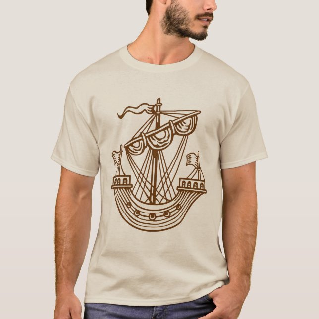 Lymphad (Heraldisches Schiff) - Walnuss T-Shirt (Vorderseite)