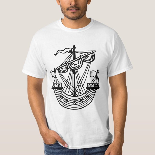Lymphad (navire héraldique) - T-shirt noir (Devant)