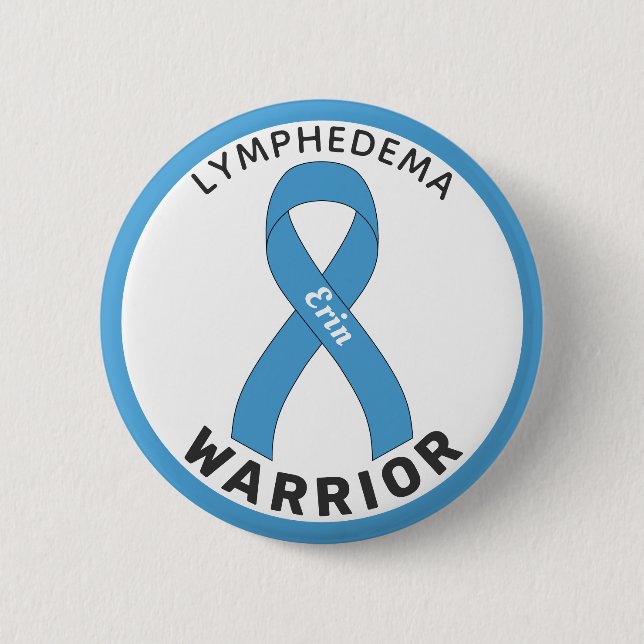 Lymphödem Warrior Ribbon White Button (Vorderseite)