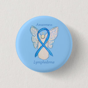 Lymphodemisches Bewusstsein Angel Ribbon Art Butto Button