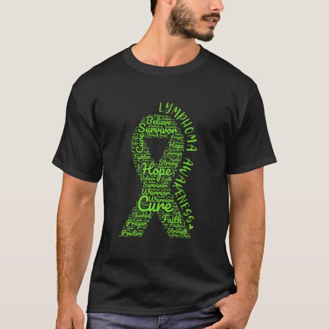 Lymphom-Bewusstsein Lime Grüne Schleife mit positi T-Shirt (Vorderseite)