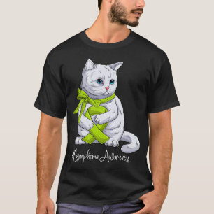 Lymphom-Bewusstseinsmonat Limettengrünes Band Katz T-Shirt