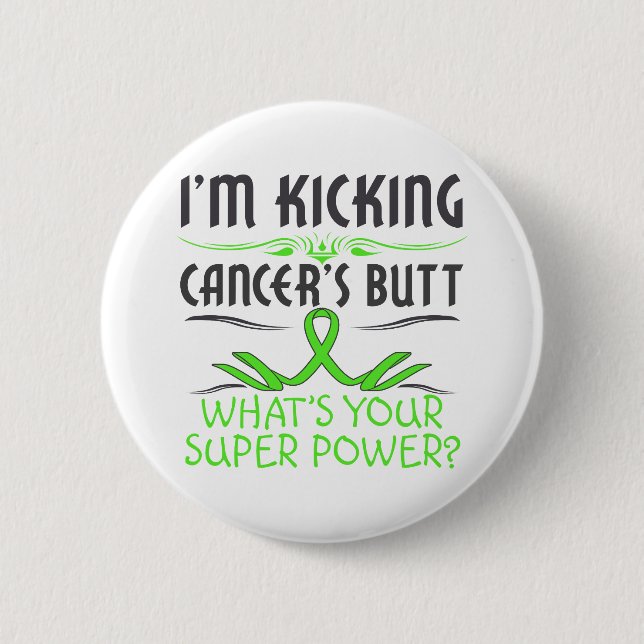 Lymphom Kicking Cancer Hintern Super Power Button (Vorderseite)