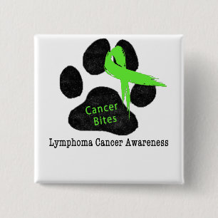 Lymphom-Krebs-Schleife Pfotenabdruck Grün Button
