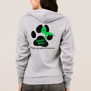 Lymphom-Krebs-Schleife Pfotenabdruck Stütz-Reißver Hoodie