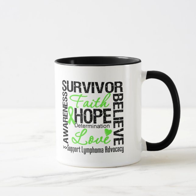 Lymphom-Krebs-Überlebend-Motto Tasse (Rechts)