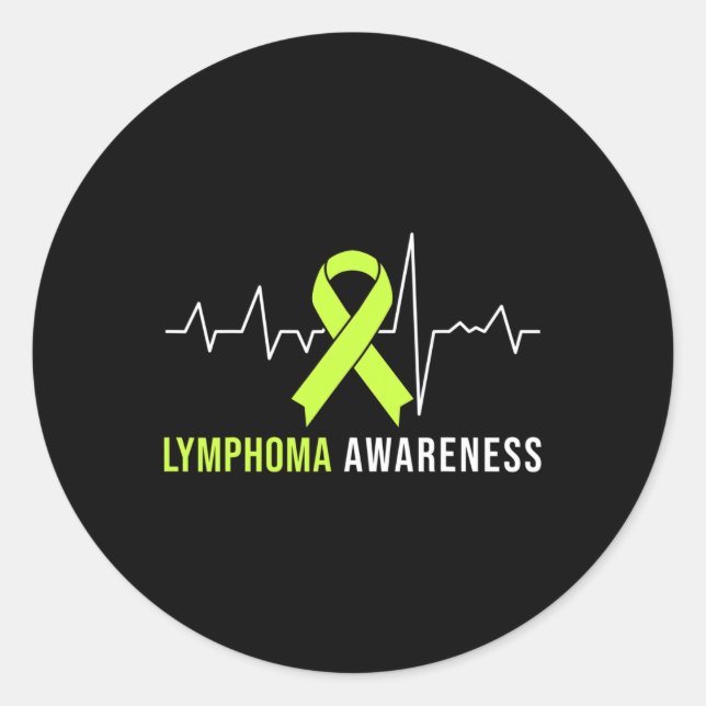 Lymphomen Bewusstsein Herzschlag Runder Aufkleber (Vorderseite)