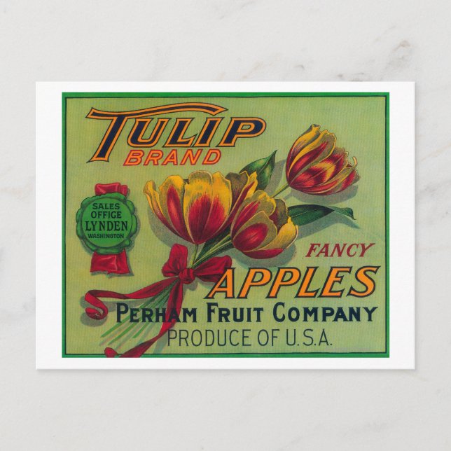 Lynden, Washington Tulip Apple Crate Label Postkarte (Vorderseite)