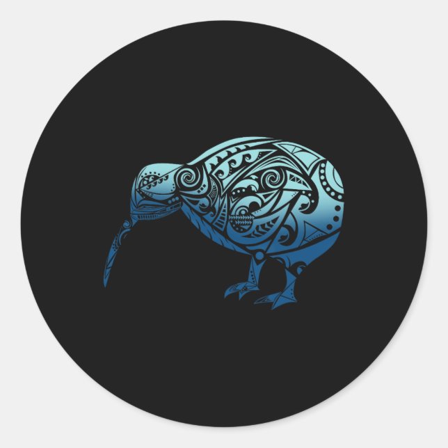 Lynesia Maori Kiwi Bird Ocean Blue New Zealand  Runder Aufkleber (Vorderseite)