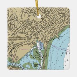 Lynn MA Nautical Chart Keramikornament