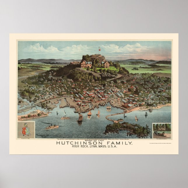 Lynn, MA Panoramic Karte - 1881 Poster (Vorne)
