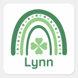 Lynn Name Clover Boho Rainbow Quadratischer Aufkleber