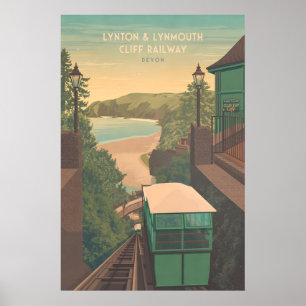 Lynton und Lynmouth Cliff Railway Reiseplakat Poster