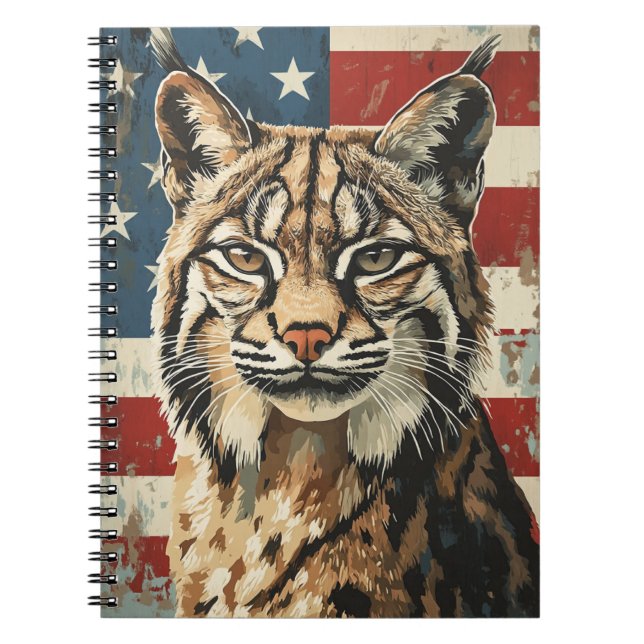 Lynx Amerikanische Flagge Vintag Notizblock (Vorderseite)