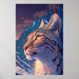 Lynx Animal Portrait Painting Wildlife Outdoor Poster