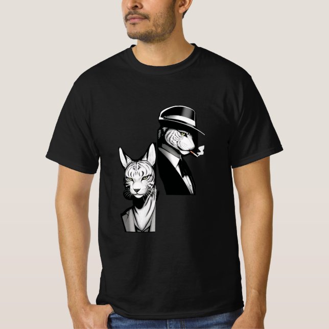 Lynx Detektiv, schwarzer Film T-Shirt (Vorderseite)