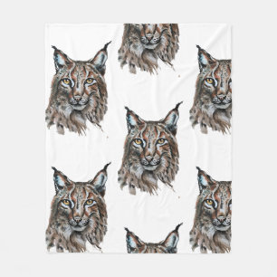 Lynx - Geistier, Totem-Joga-Führer für Wasserfarbe Fleecedecke