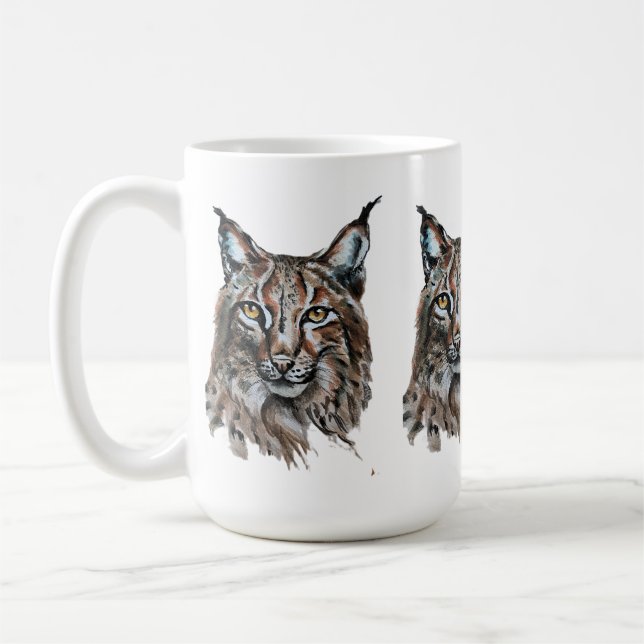 Lynx - Geistier, Totem-Joga-Führer für Wasserfarbe Kaffeetasse (Links)