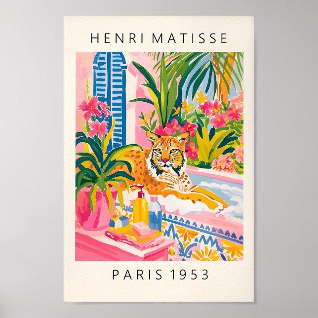 Lynx in Bathtub Funny Poster, MatisArt Print, B Poster (Vorne)