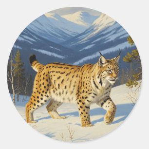 Lynx in Sarek Nationalpark Schweden Reisen Runder Aufkleber